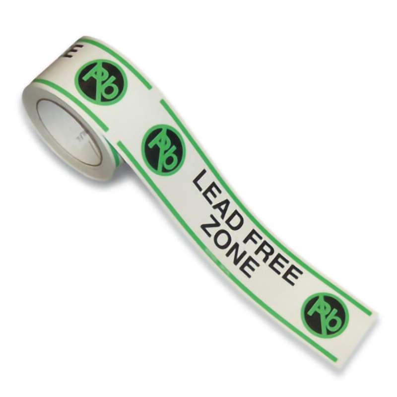 Floor Tape, 3"x18 Yds, 3" Core, 4 mil, Wht/Grn/Blk Vinyl, Lead Free